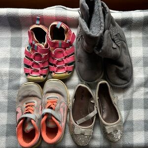 Four Pairs of Little Girls Shoes Size 10